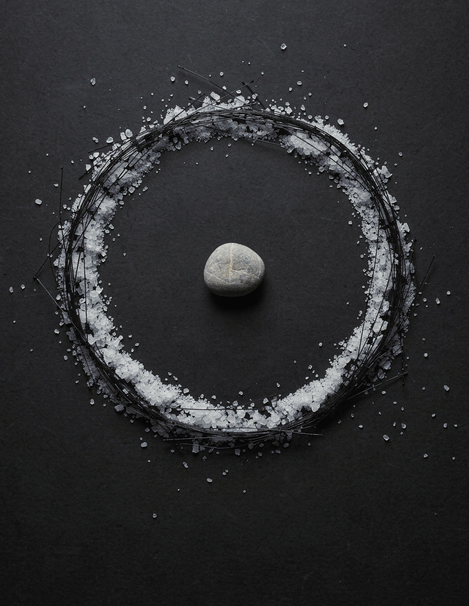a pebble encircled by salt