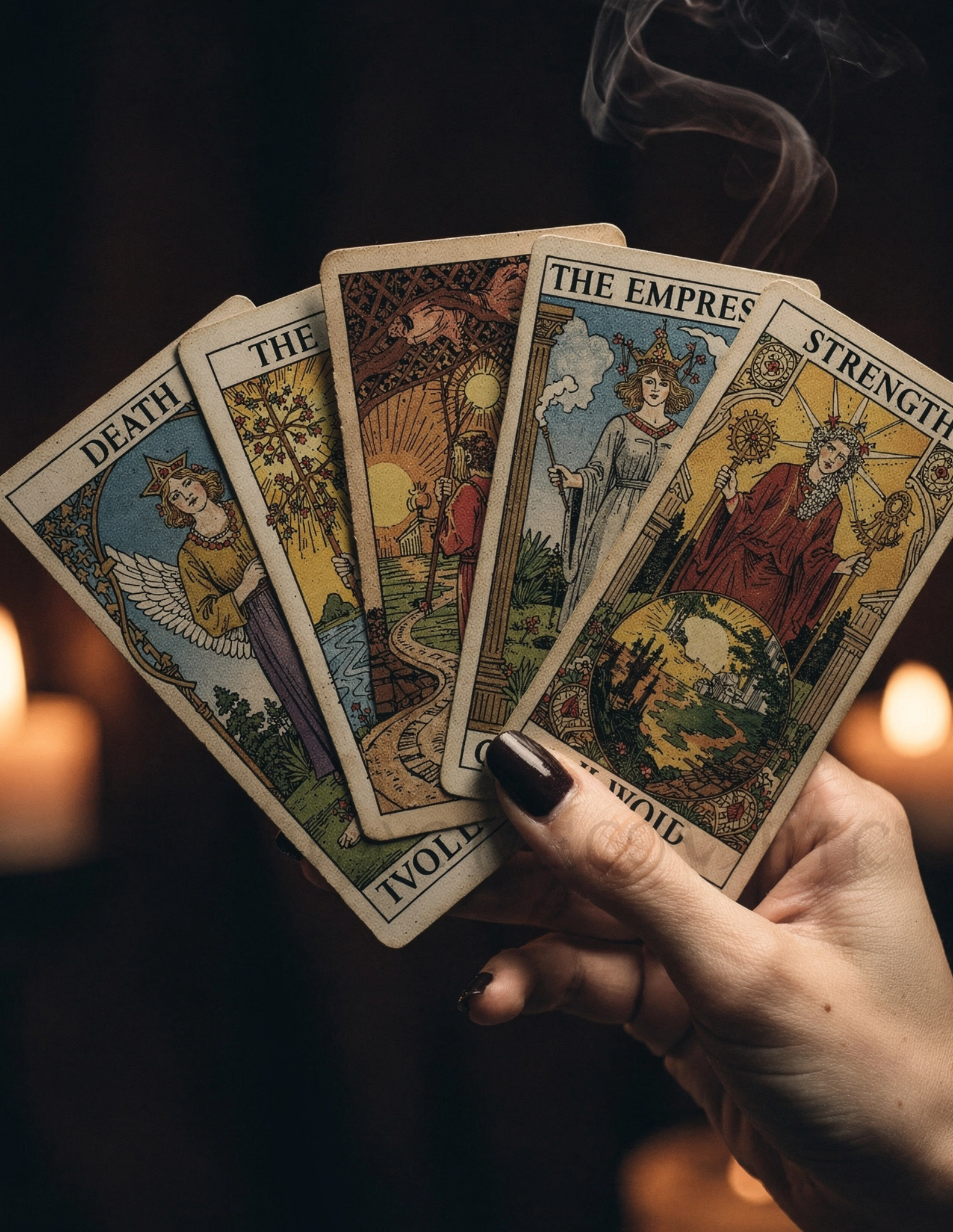 hand holding tarot cards